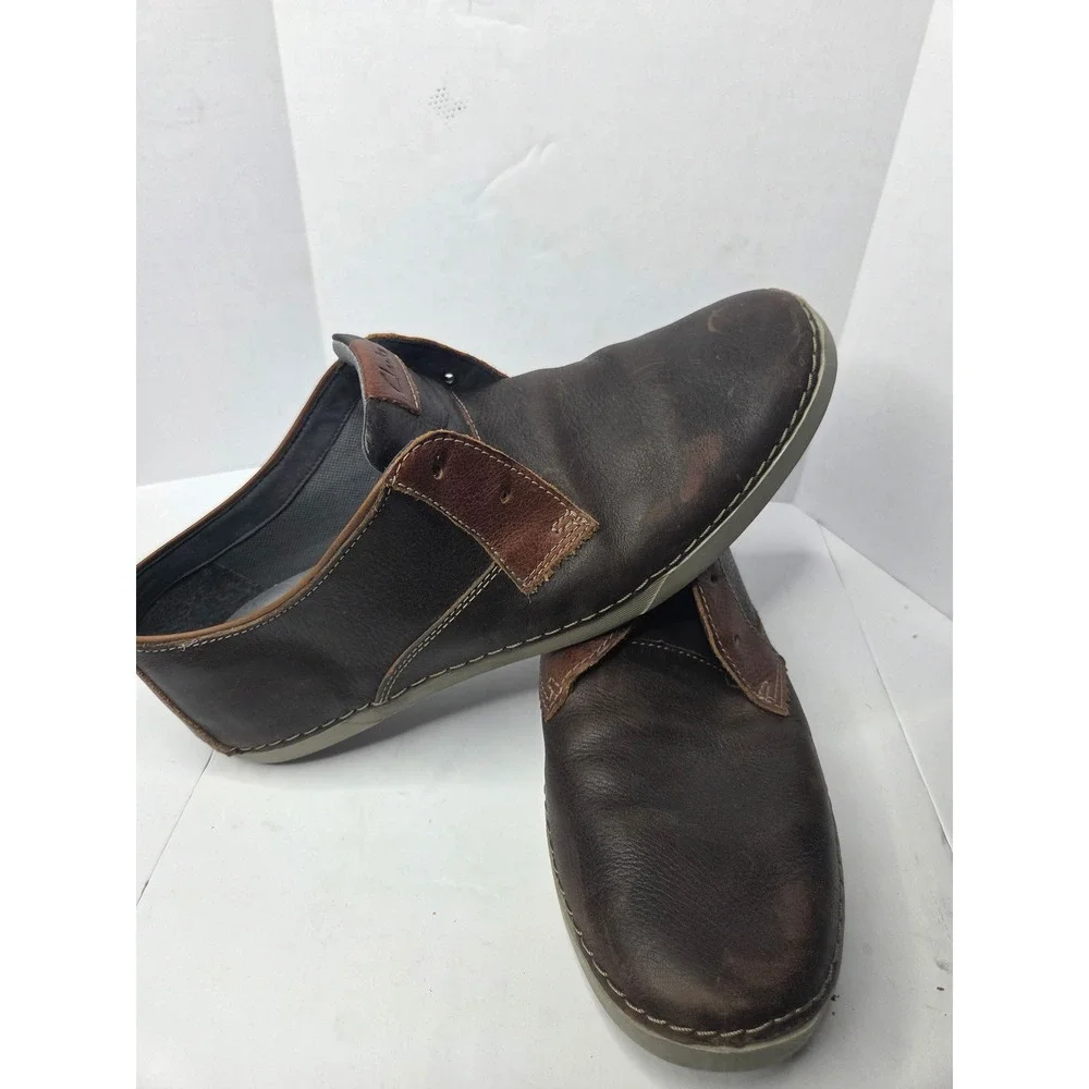 Clarks Mens‎ Brown Leather Slip On Loafers Cushion Soft OrthoLite Size 10.5 M